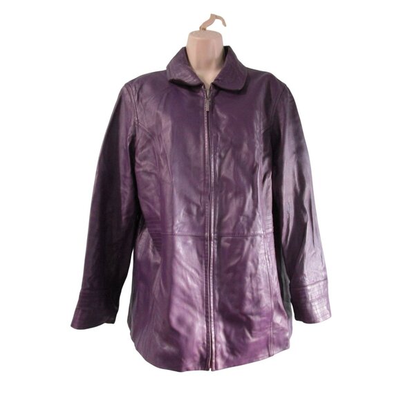Vintage Purple Lambskin Leather Jacket Preston York Size L GUC - Picture 5 of 16